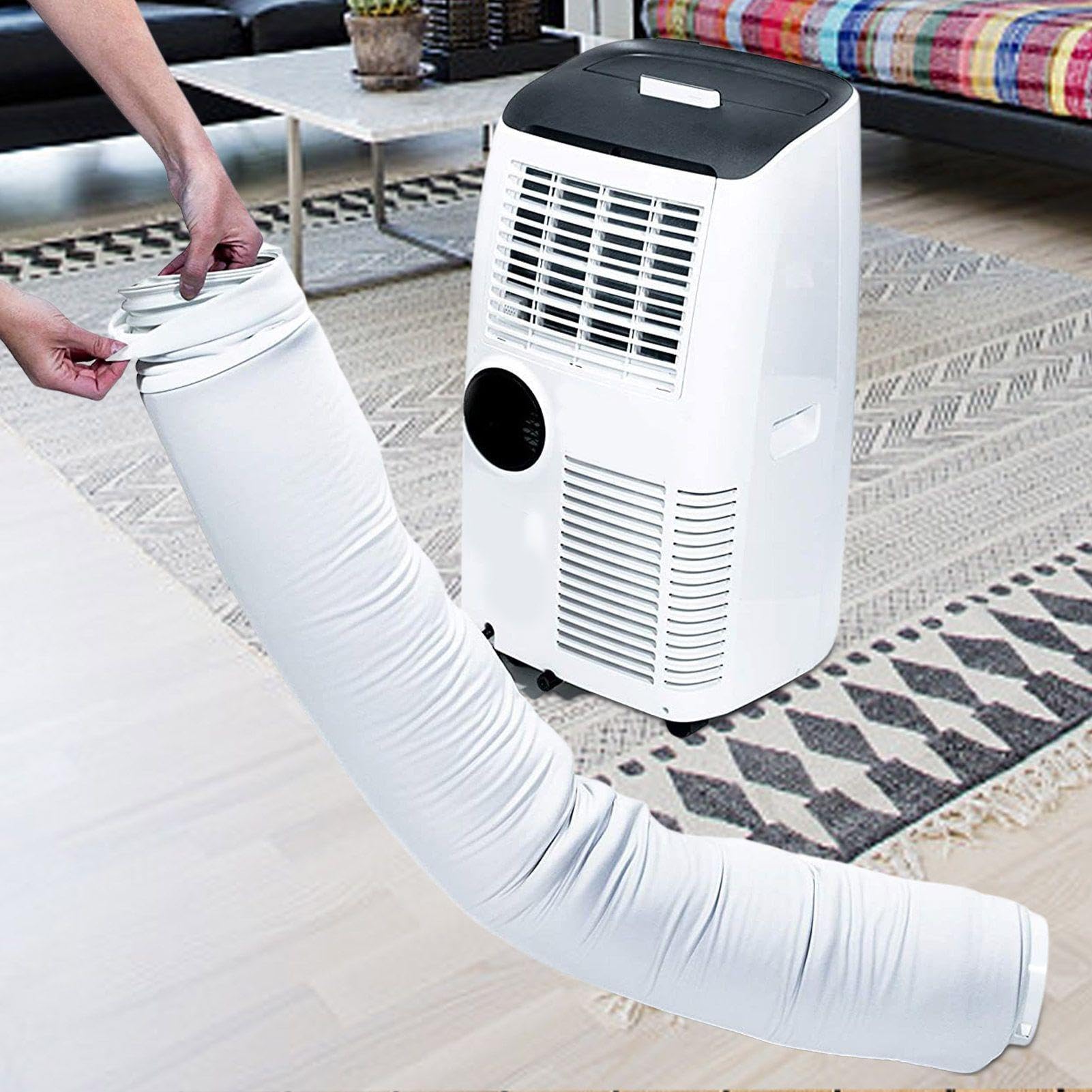 Tragbare AC-Schlauchabdeckung, hochtemperaturbeständig, mit Bändern, Klimaanlagen-Schlauch, isoliert, für Schlafzimmer, Zuhause, Hotel, Garage, Wohnung, Dachboden, Boot