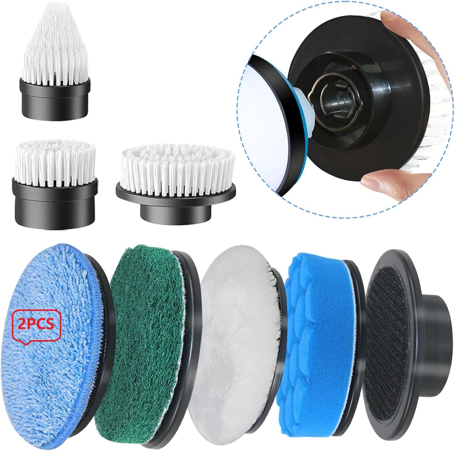 Cordless Electric Spin Scrubber,400 RPM,8 replaceable brush heads,90-min runtime,3 adjustable lengths,and 2 speed settings.Ideal for cleaning bathrooms,showers,bathtubs,glass,and cars - Image 2