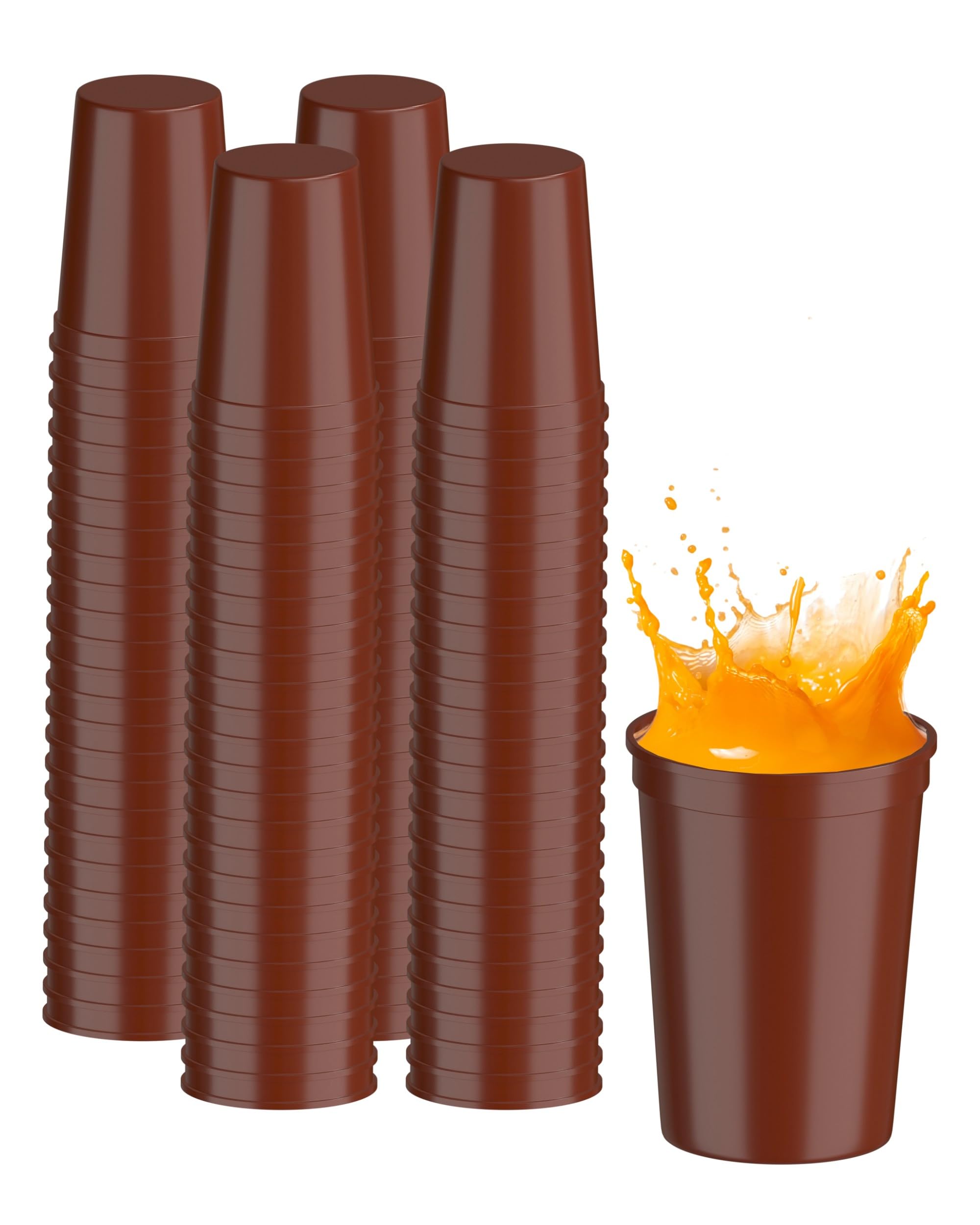 PartyPrints 100 Pack Small 10 to 12 oz Maroon Reusable Blank Plastic Cups, Stadium Cups Bulk – BPA Free Top Rack Dishwasher Safe Party Cups, Colored