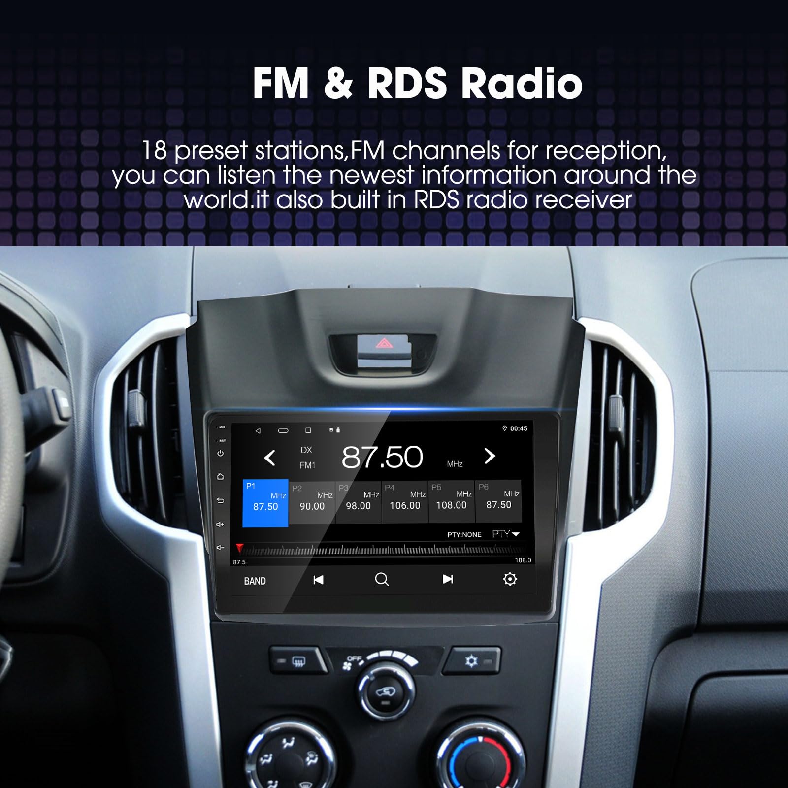 EZoneTronics Android 13 Radio de Coche Estéreo para Isuzu D-MAX 2012-2018, MU-X 2013-2017 con Carplay Android Auto Pantalla táctil 9 Pulgadas Navegación GPS Bluetooth USB WiFi FM RDS Player 2G + 32G