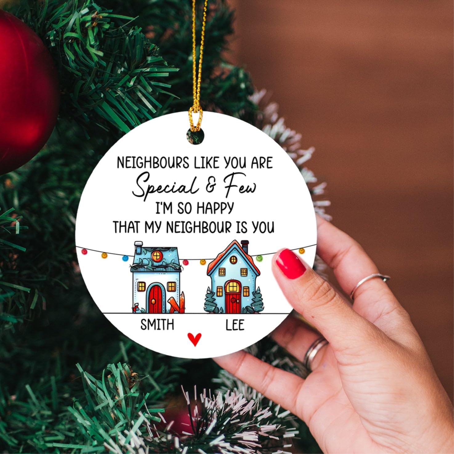 "It's Hard To Find Good Neighbors Like You" Christmas Ornament 2025 - 3" Ceramic Keepsake Gift With Gift Box