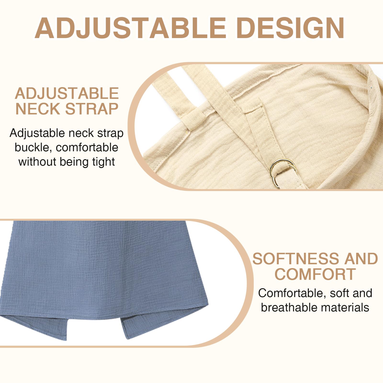 atnayo 3 Pcs Adjustable Strap Breast Feeding Cover for Mum Nursing Soft Breathable Cotton Breastfeeding Cover up (3 Colors) - Image 3