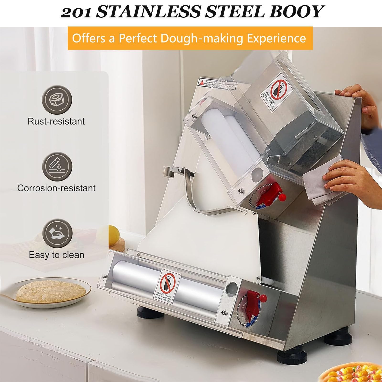 Macchina Elettrica Per Stendere La Pasta Della Pizza, Sfogliatrice Automatica In Acciaio Inossidabile Per La Cucina Del Ristorante Pizzeria Da Forno 30cm