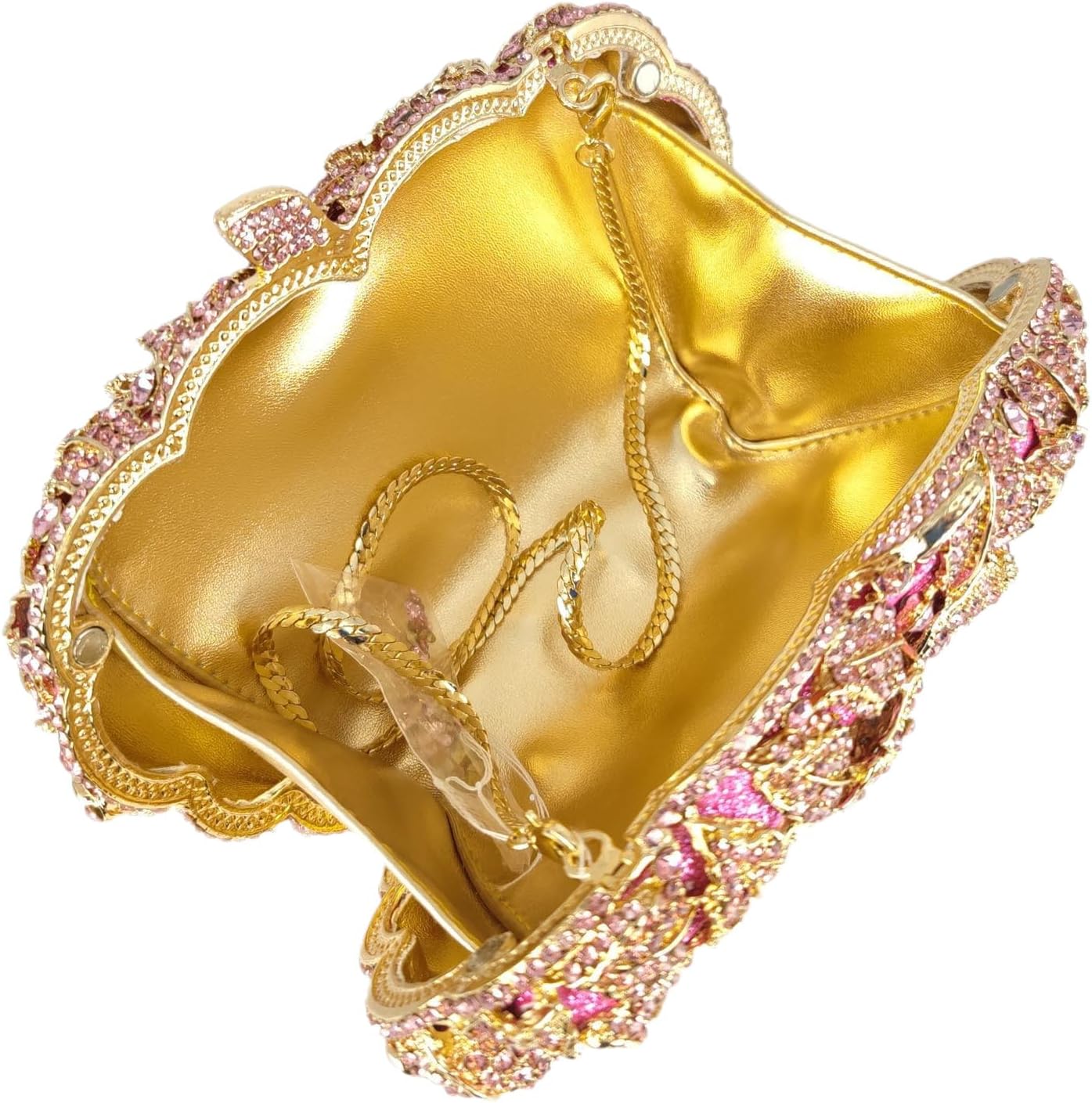Boutique De FGG Flower Evening Bags for Women Wedding Handbags Crystal Clutch Purse Prom Rose Rhinestone Clutch Purses,Mini