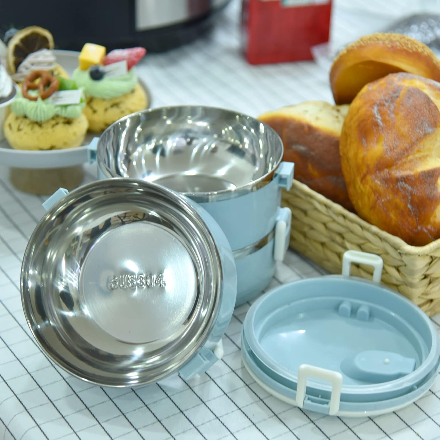 Thermal Lunch Box,3 Tier Stainless Steel Thermal Lunch Box For Adults Office Camping,Home Stackable Stainless Steel Thermal Compartment Lunch/Snack Box Compartment Lunch Container
