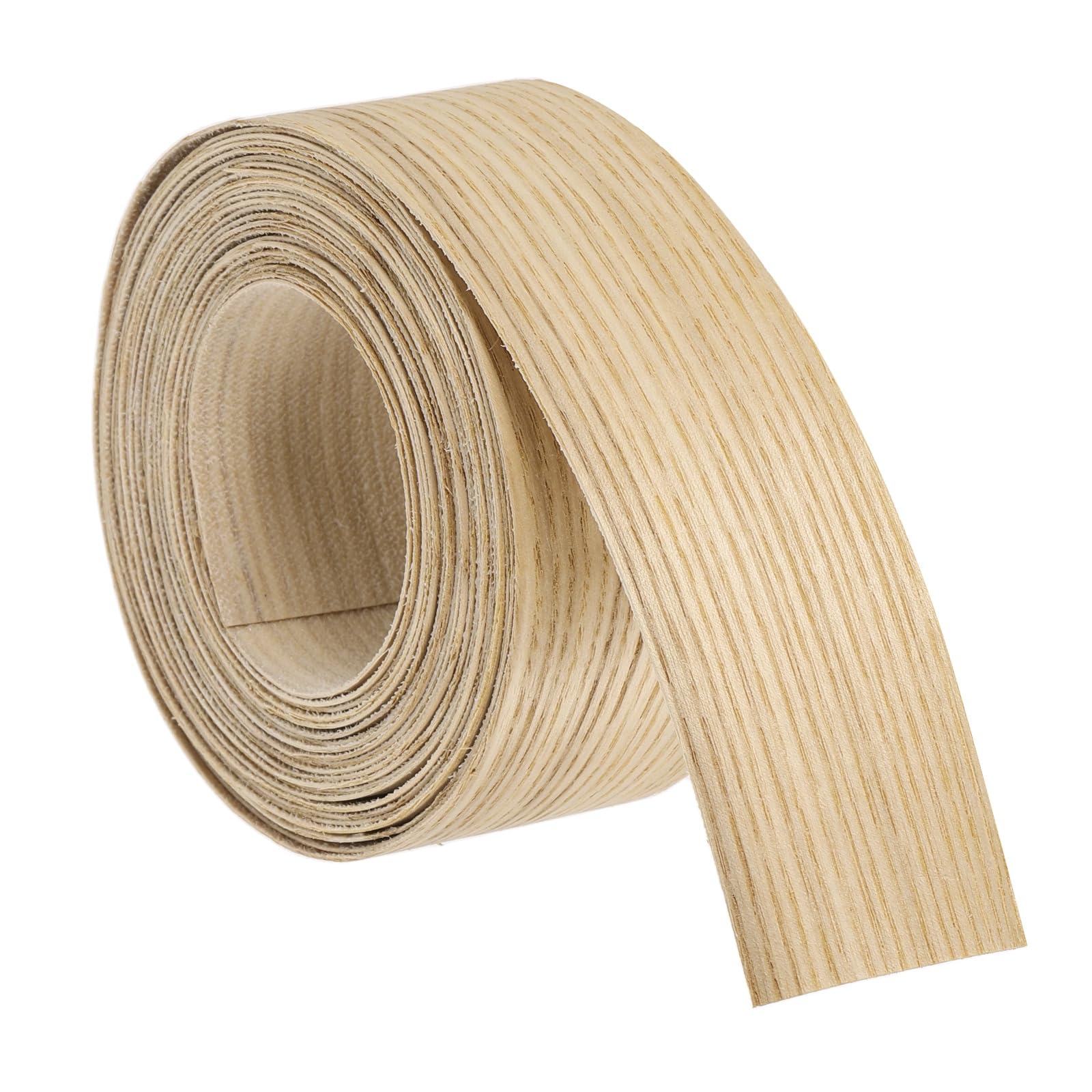 sourcing map 3.8cm x 4.6m Wood Veneer Edge Banding, Pre-Glued Flexible Ash Edging Strips, Iron on with Hot Melt Adhesive Wood Tape for Cabinet Repair and Furniture Restoration
