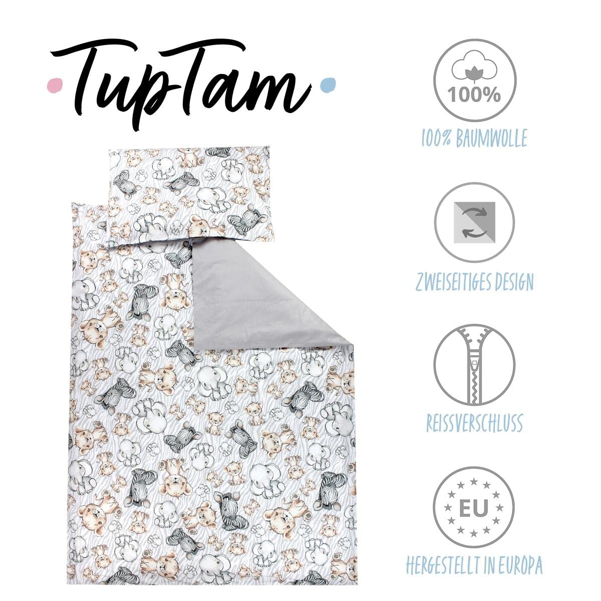TupTam Juego de Ropa de Cama para Niños, de 2 Piezas., Conejo/Rosa/Lunares, 120x90 cm — view 12