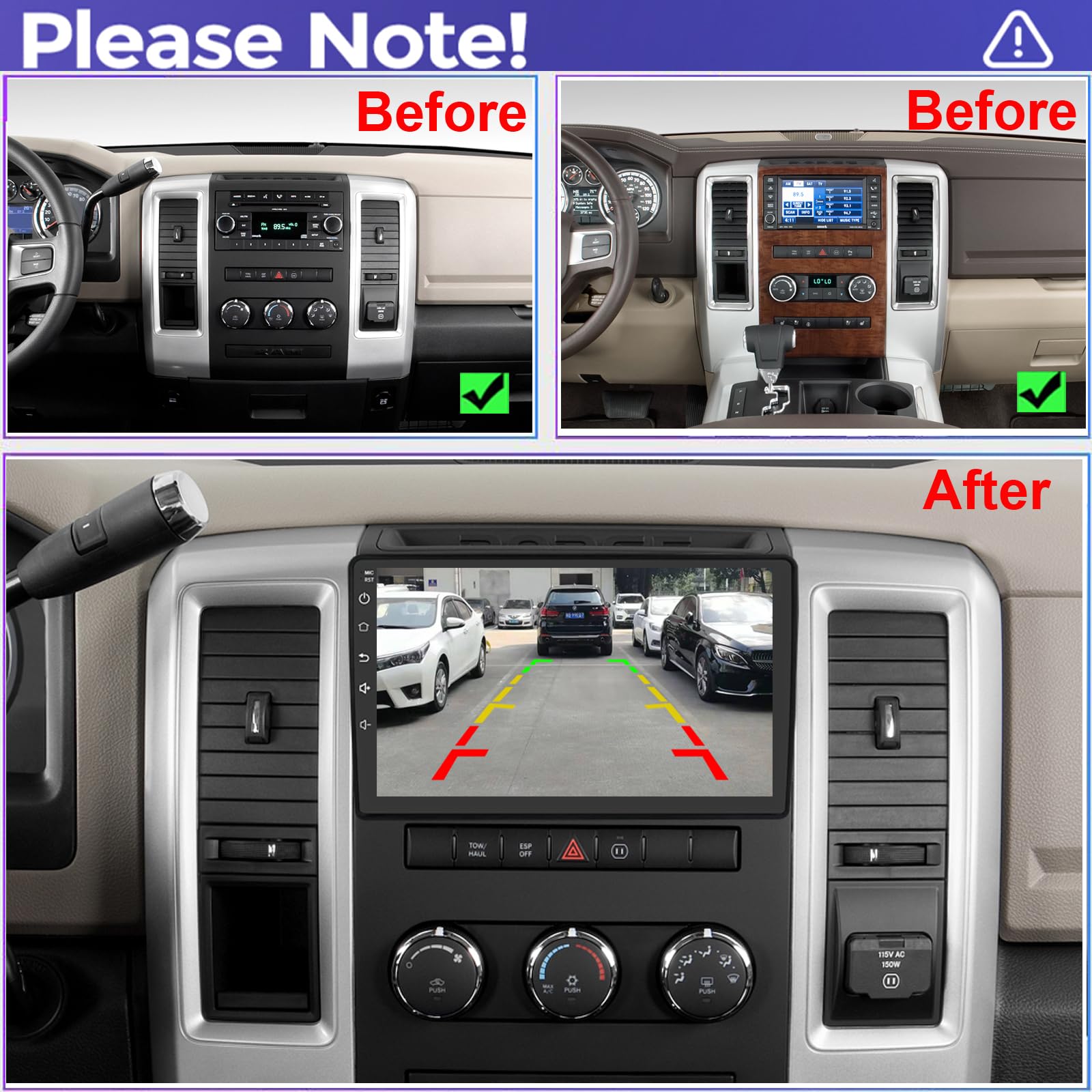 QLED Radio for Dodge RAM 2009 2010 2011 2012,8 core CPU, ouch Screen Stereo,Carplay and Android Auto,Free Camera