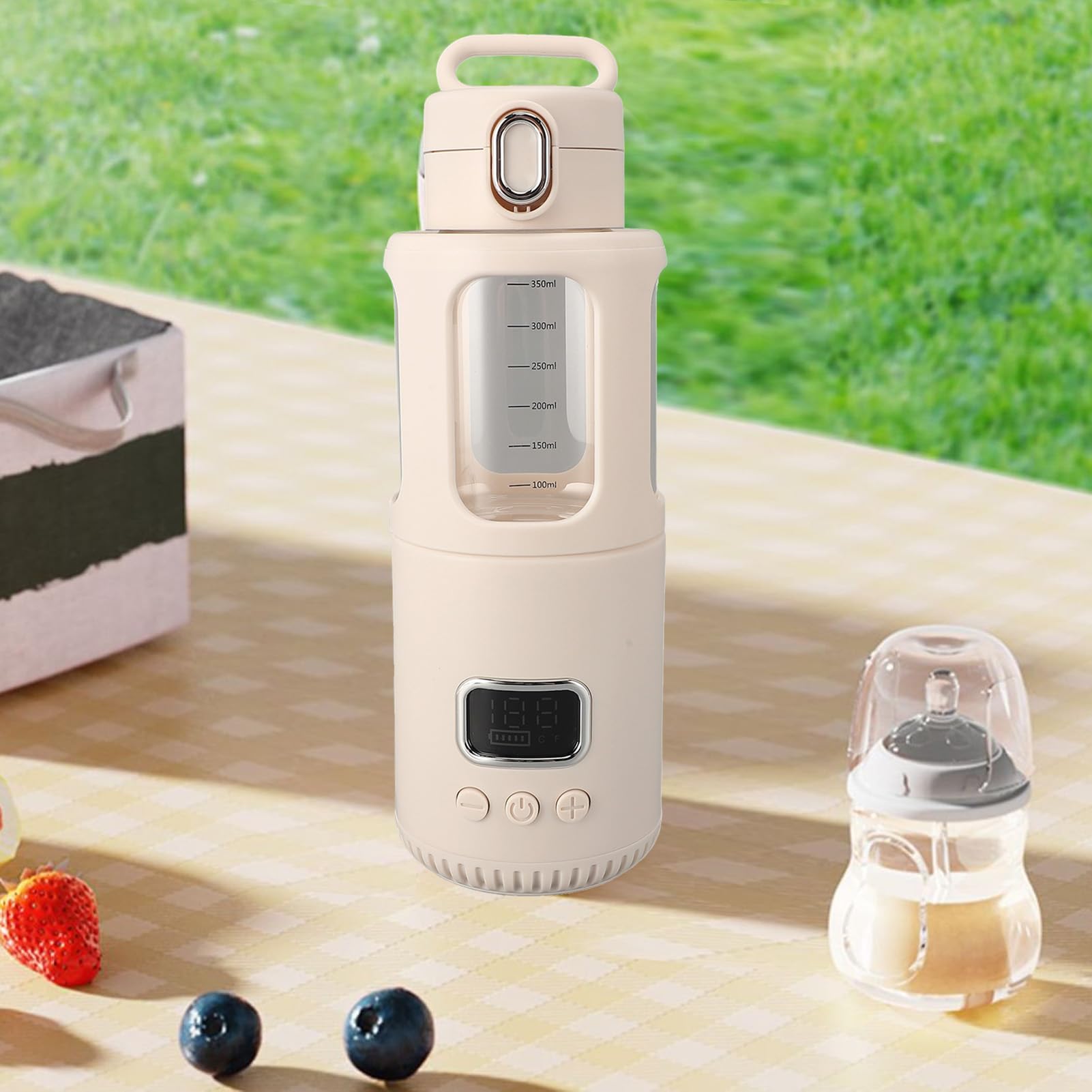 Sxhlseller Calentador de Leche Portátil, Calentador de Biberones Rápido Inalámbrico para Leche Materna, Fórmula, Agua, Ajuste de Temperatura de 37 ℃ a 55 ℃ y Función de Temperatura
