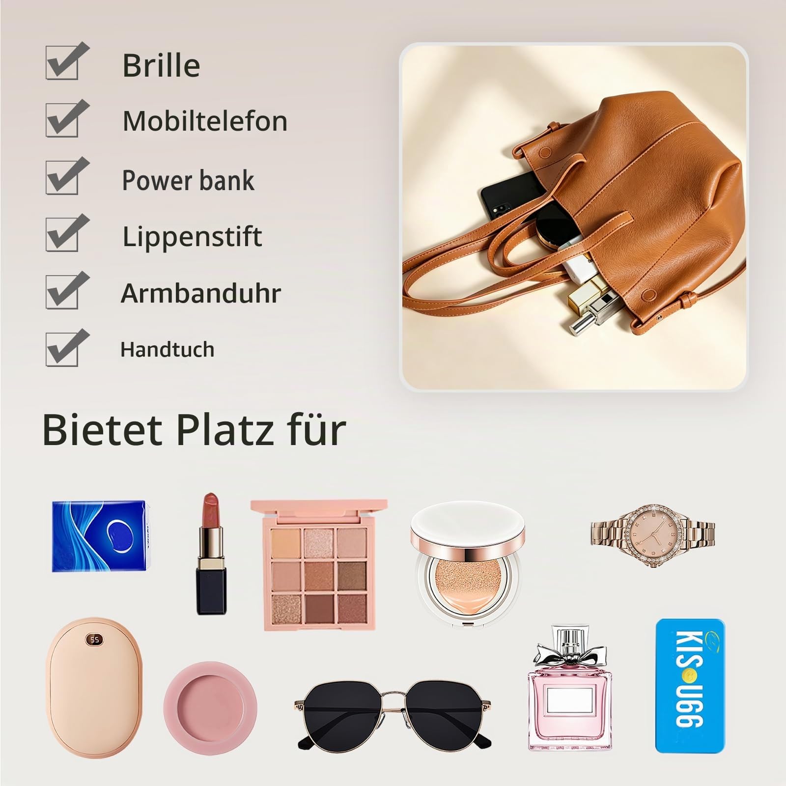Damen Handtasche Flügeltasche Cyme Rindsleder Schultertaschen Eimer Taschen Elegant Tote Beutel Große Kapazität Tragetasche Henkeltaschen 2pcs für Reise Arbeit Shopper Alltag Braun L