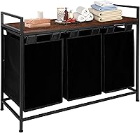 Vista 7 de Whitmor - Organizador de lavandería de 3 secciones con estación plegable - Tabla de planchar, cromado / gris