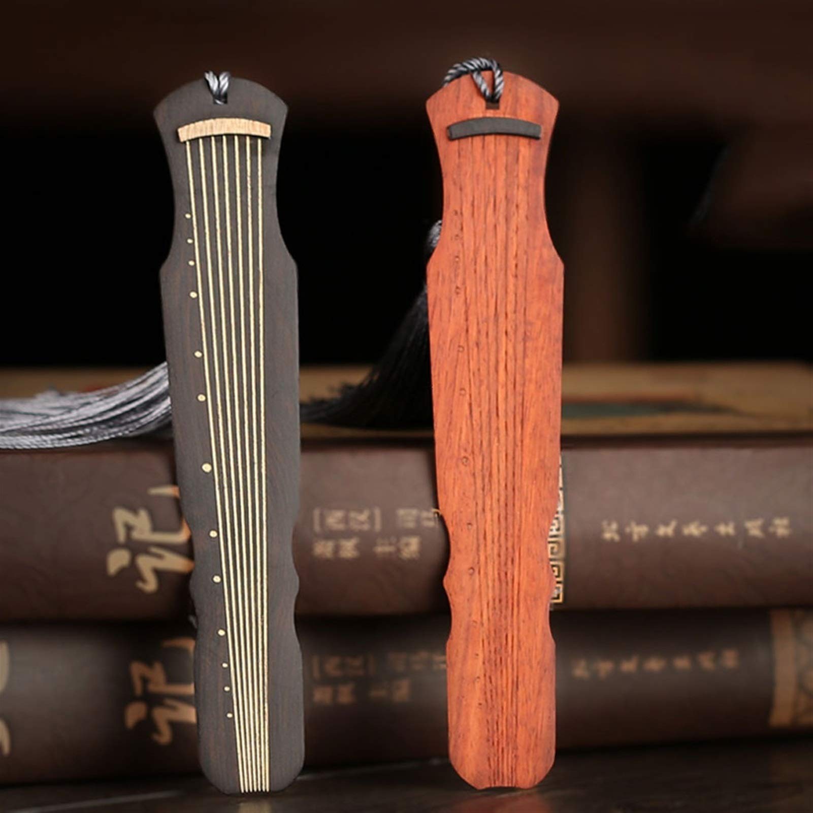 Śliczne Zakładki 2 Sztuk Chiński styl Mahogany Zestaw zakładek Guqin, Starożytne zakładki Tassel, Antyczne Tassel Creative Gift, Idealny prezent dla przyjaciół i rodziny Wyjątkowe Prezenty