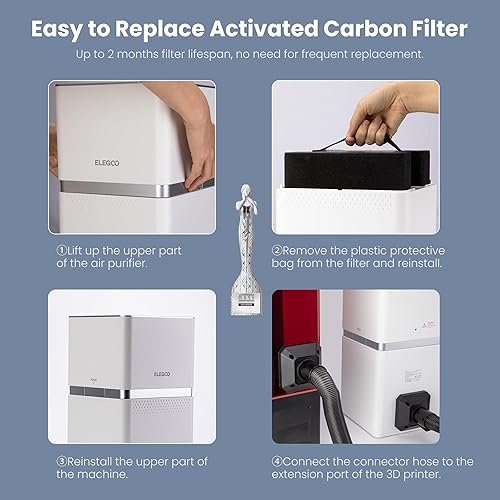 Miniatura 7 de ELEGOO MARS MATE Purificador de aire, elimina hasta un 95% de TVOC, compatible con impresoras 3D Saturn 8k, Saturn 2, Saturn 3, Saturn 3 Ultra, Mars