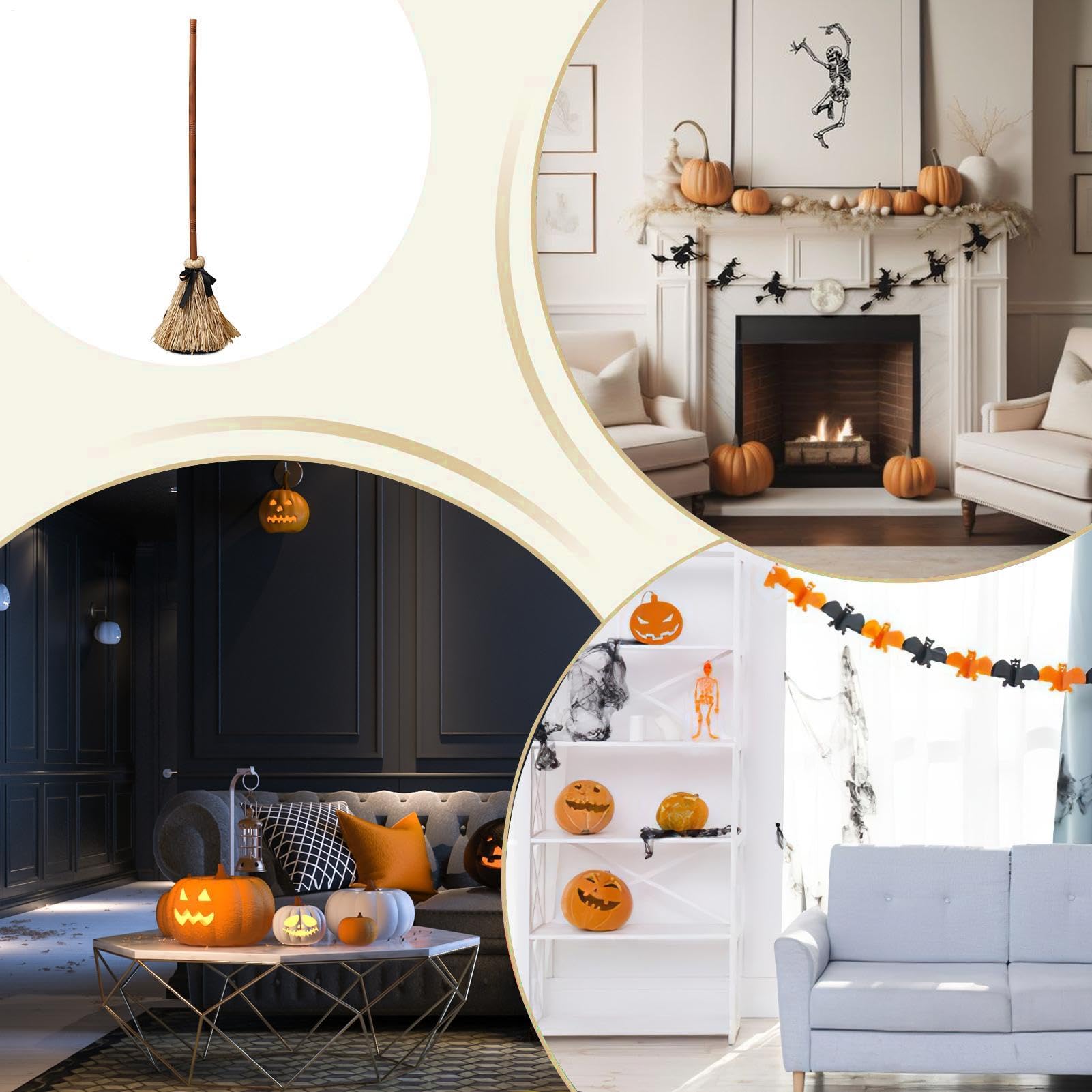 Hexenbesen-Requisite Schwebende Bewegte Hexen-Hängedeko | Bewegter Besen Animierte Effekte für drinnen und draußen, Zuhause, Hof, Halloween, Feiertag, Party, festliche