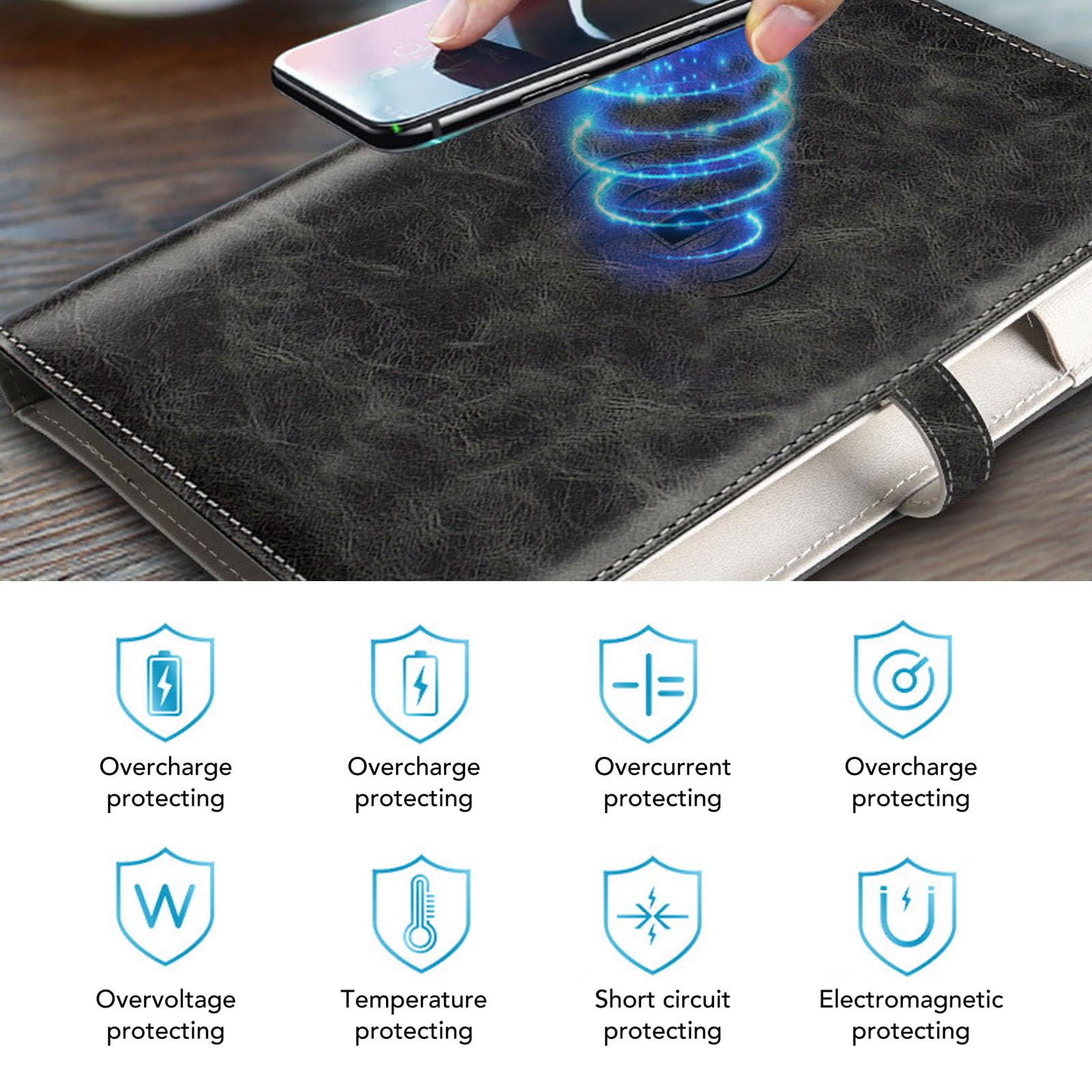 GOWENIC Diario di Viaggio Personalizzato per Notebook con Ricarica Wireless, Luce Notturna e Caricabatterie da 15 W, per Infermieri e Uomini D'affari