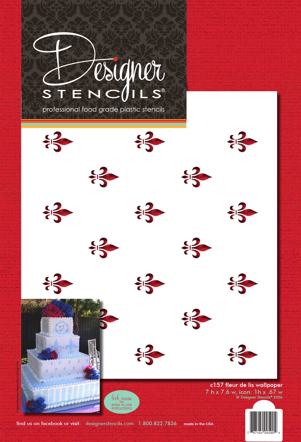 Fleur De Lis Miniprint Cake Stencil, Beige/semi-transparent