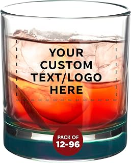 Custom Lexington Rocks Whiskey Glasses 10.5oz - Personalized Bulk Set of 12/48/96 for Scotch Bourbon Cocktails - Green