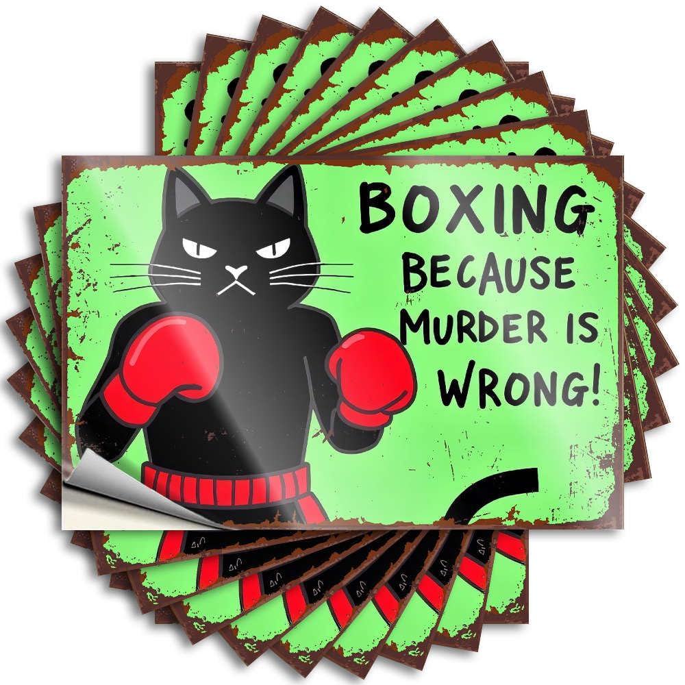 Quote Housewarming Gift Durable Vinyl - Boxing Cat: Because Murder is Wrong! Case for Comfort Use(12X18CM)