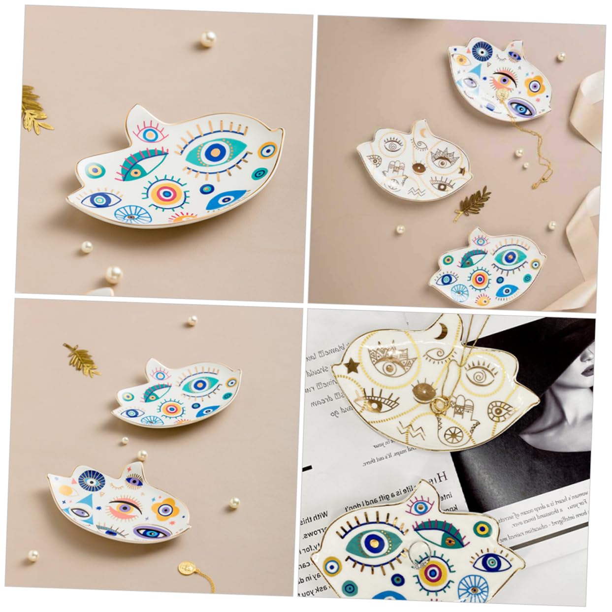 PRETYZOOM 5st Kreatives Vogelaugen-tablett Obstschale Ringe Deckel Schmuckteller Tablett Korb Dekorativ Halter Silber Marmortablett Größer Ausstellungsstand Band Kettenständer Fangen Keramik