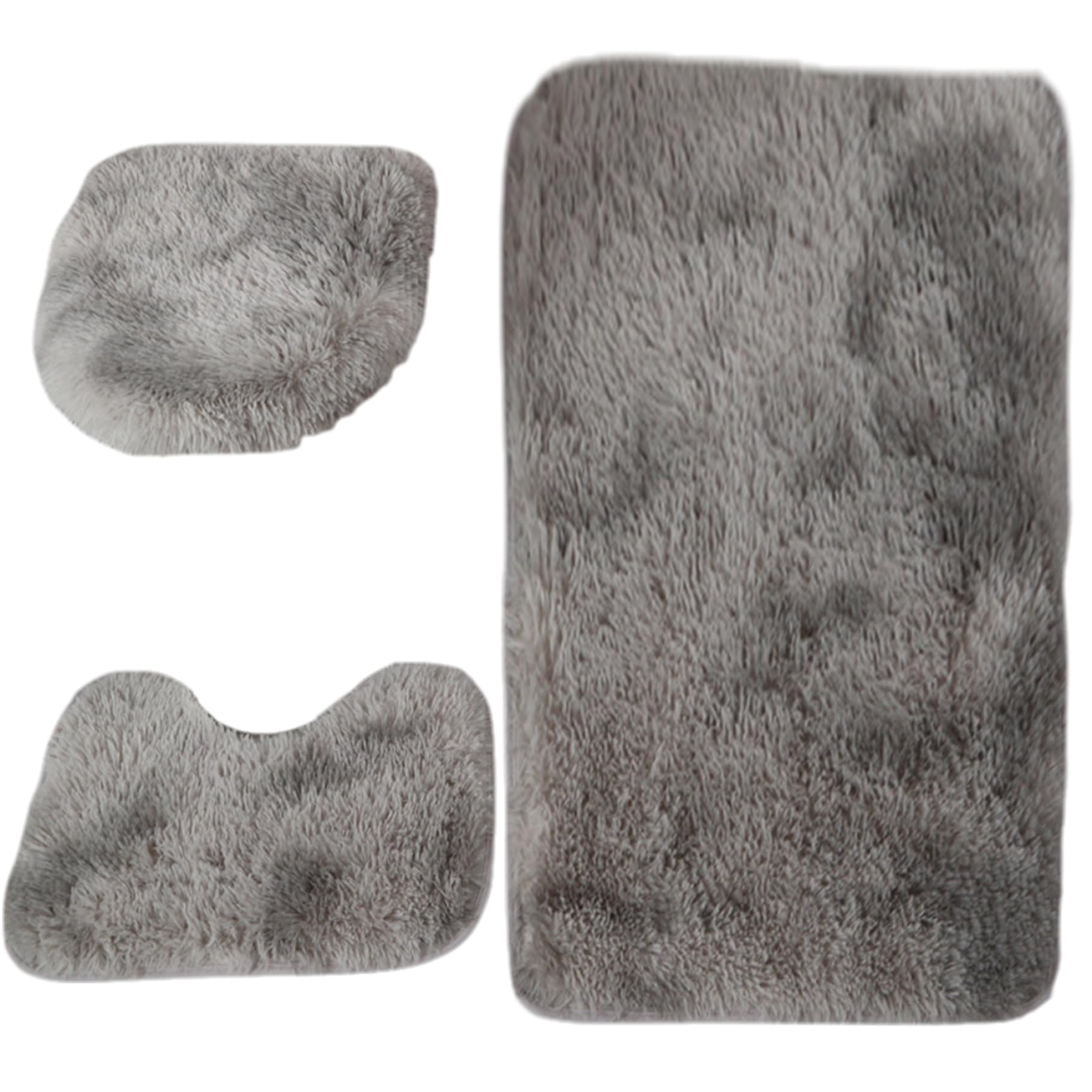 Tapis de salle de bain 3 pièces avec housse de toilette assortie