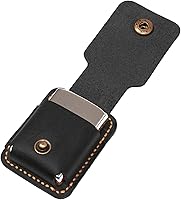 Vista 2 de Estuche de encendedor de cuero hecho a mano para hombres, para funda de Zippo de cuero, regalo de cumpleaños para él o para ella (negro)