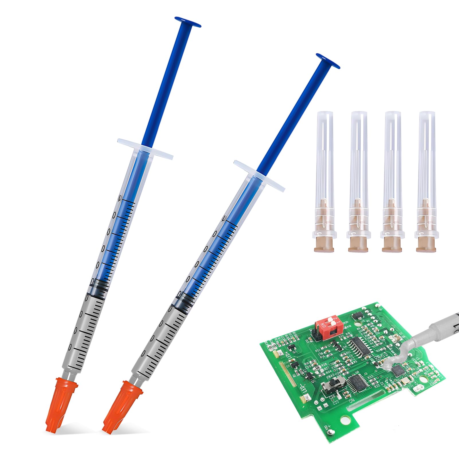 Penna Adesiva Conduttiva In Argento, Vernice Conduttiva, Argento Conduttivo Penna, Adesivo Conduttivo,Pasta d'Argento, Utilizzato per Riparare Tastiere, Circuiti Stampati, ecc, 2 Pezzi,0.4 ml