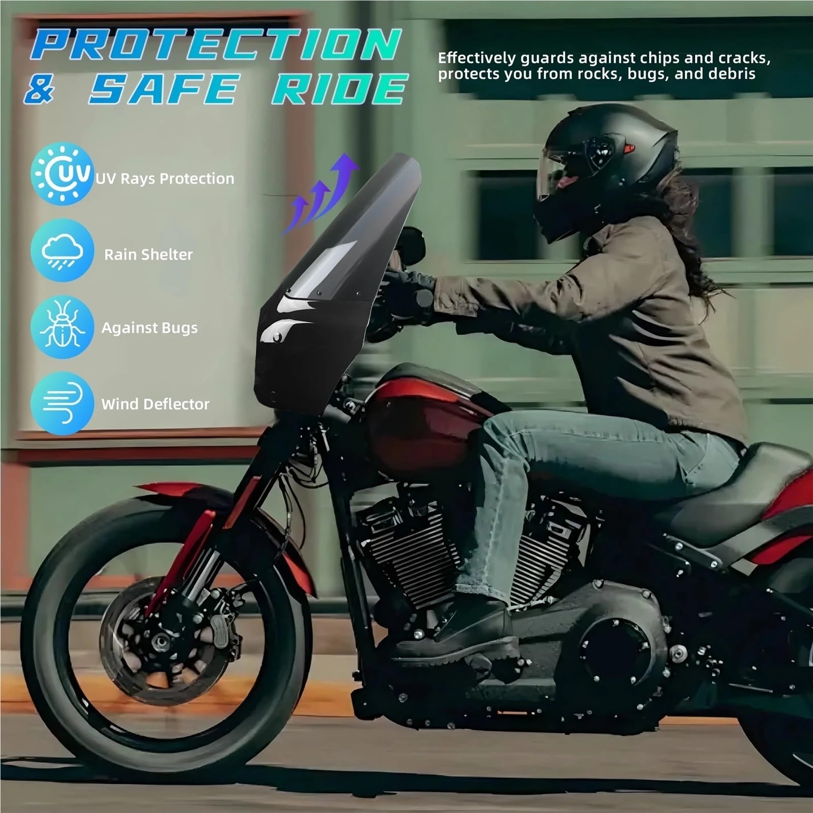 Owiewka Deflektor Wiatru 15" Szyba Przednia Pasuje Tylko Do Harley Softail Low Rider S FXLRS 2020-2024 Spojler motocyklowy