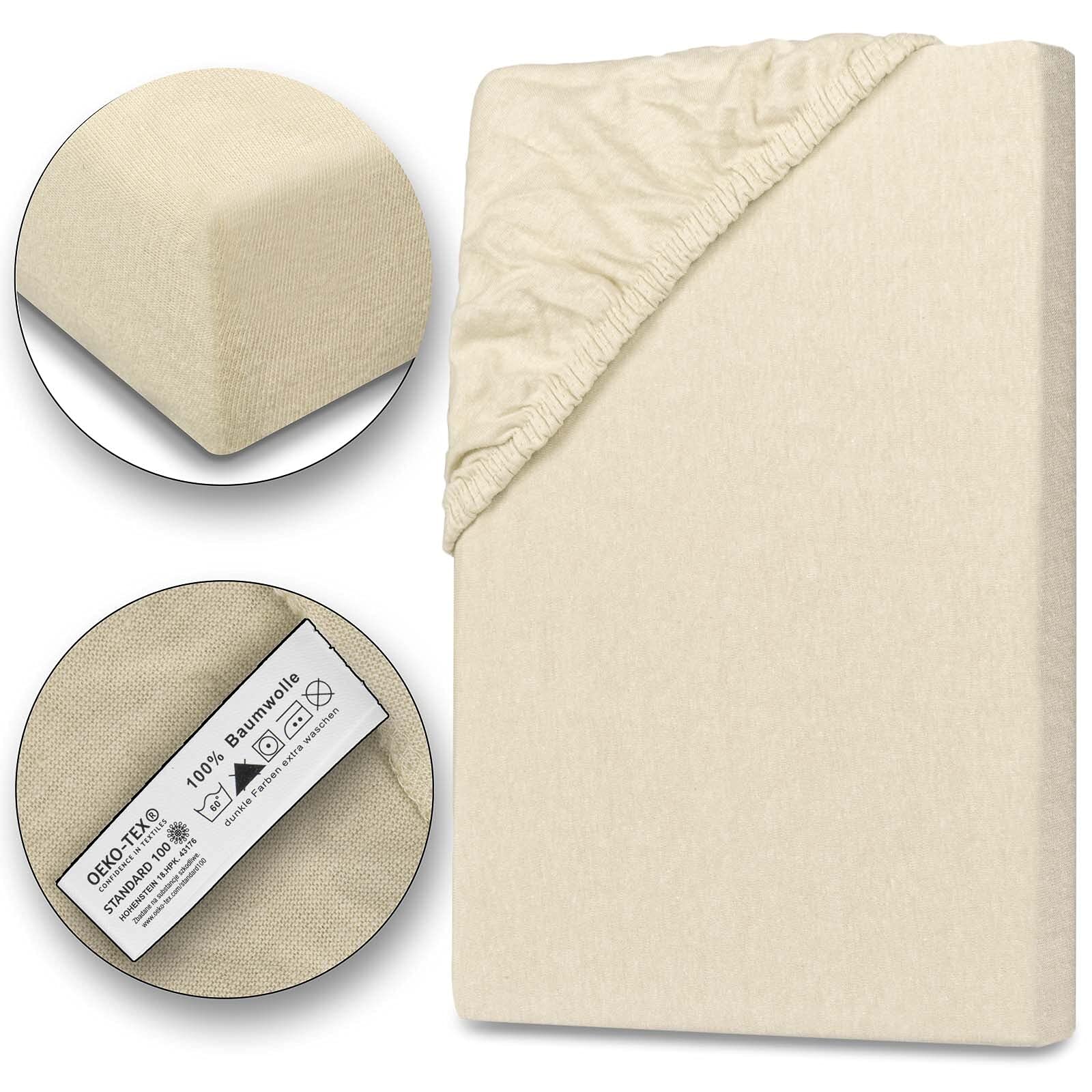 Julido Jersey Spannbettlaken 70x140 cm, Kinderbett Betttuch mit Gummizug, Bettlaken Schnee Creme aus Baumwolle, Oeko-Tex Standard 100