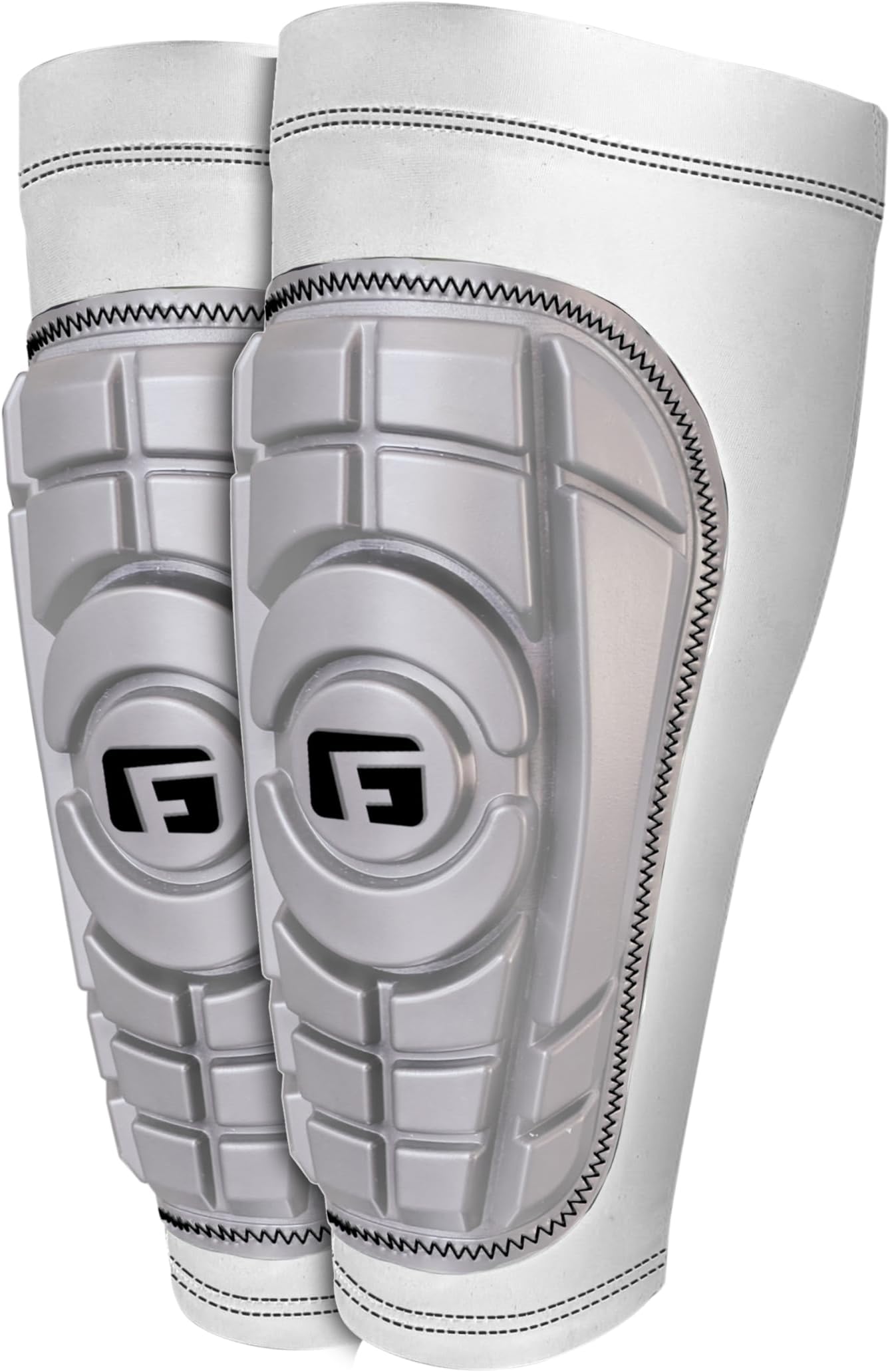 Pro-S Compact Football Shin Guards - Football Shin Guards - Silver/White