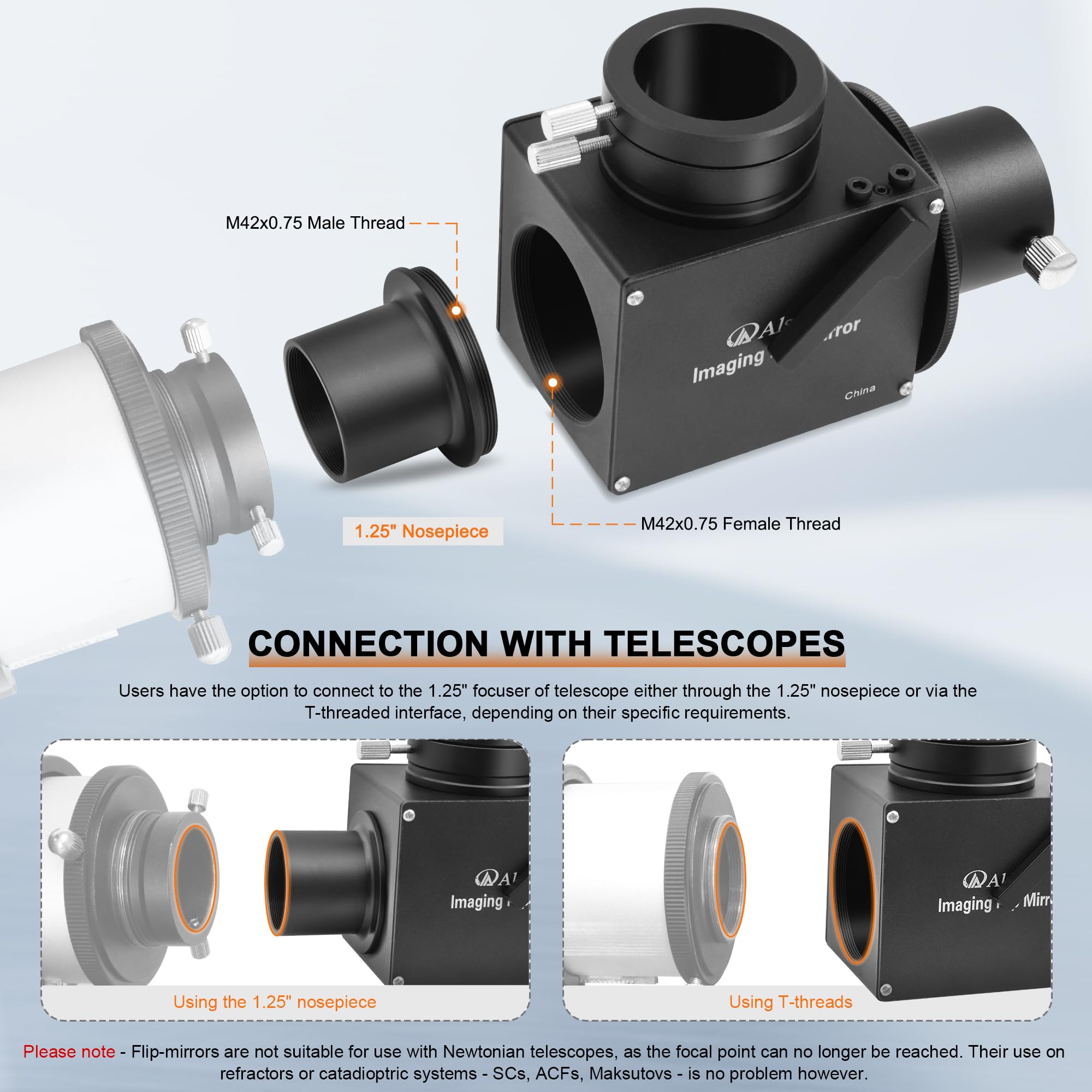 Alstar 1,25 "astrofotografía con tapa espejo con adaptador de ocular – la tapa espejo para un enfoque preciso