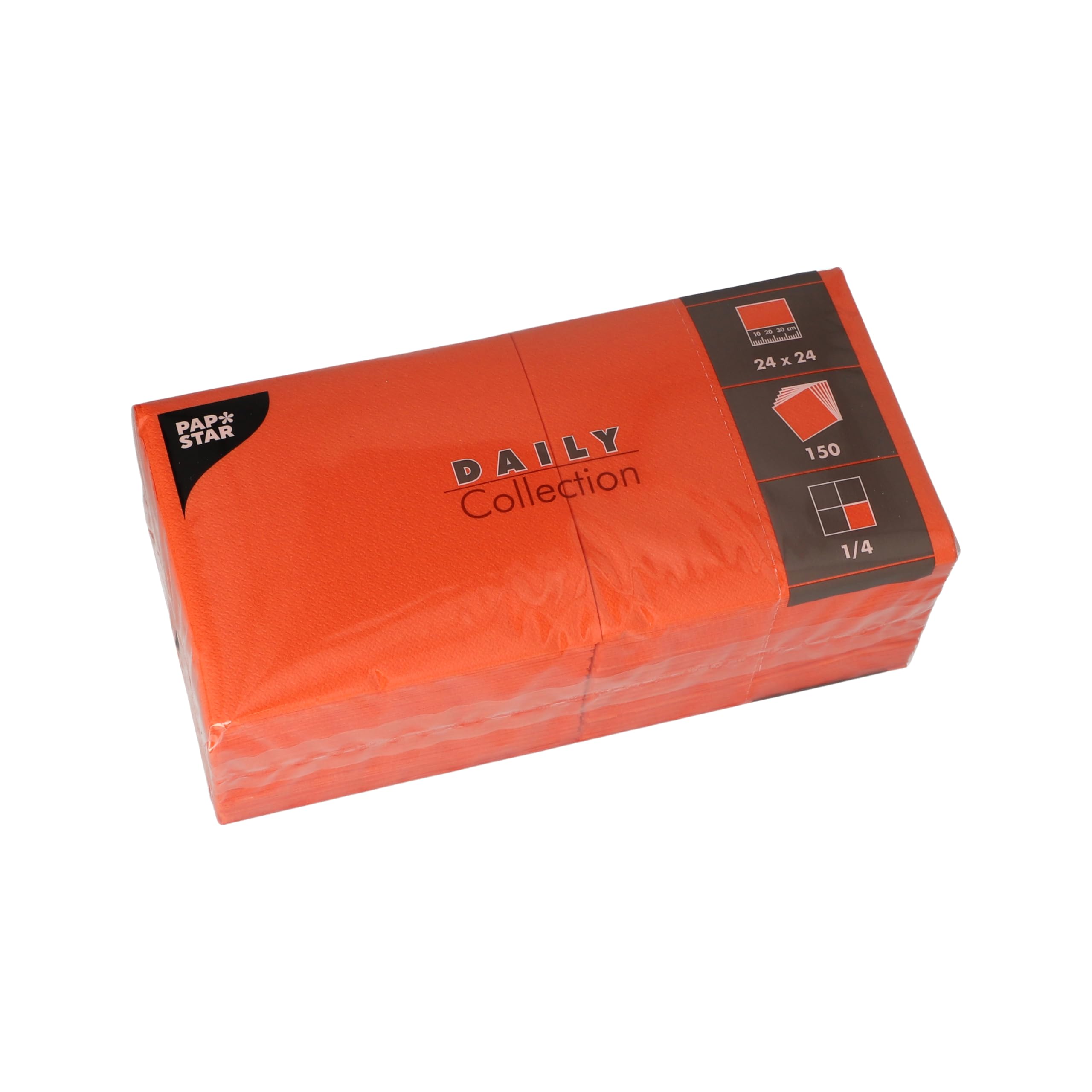 PAPSTAR, 150 Napkins Daily Collection 1/4 Fold 24 cm x 24 cm Nectarine