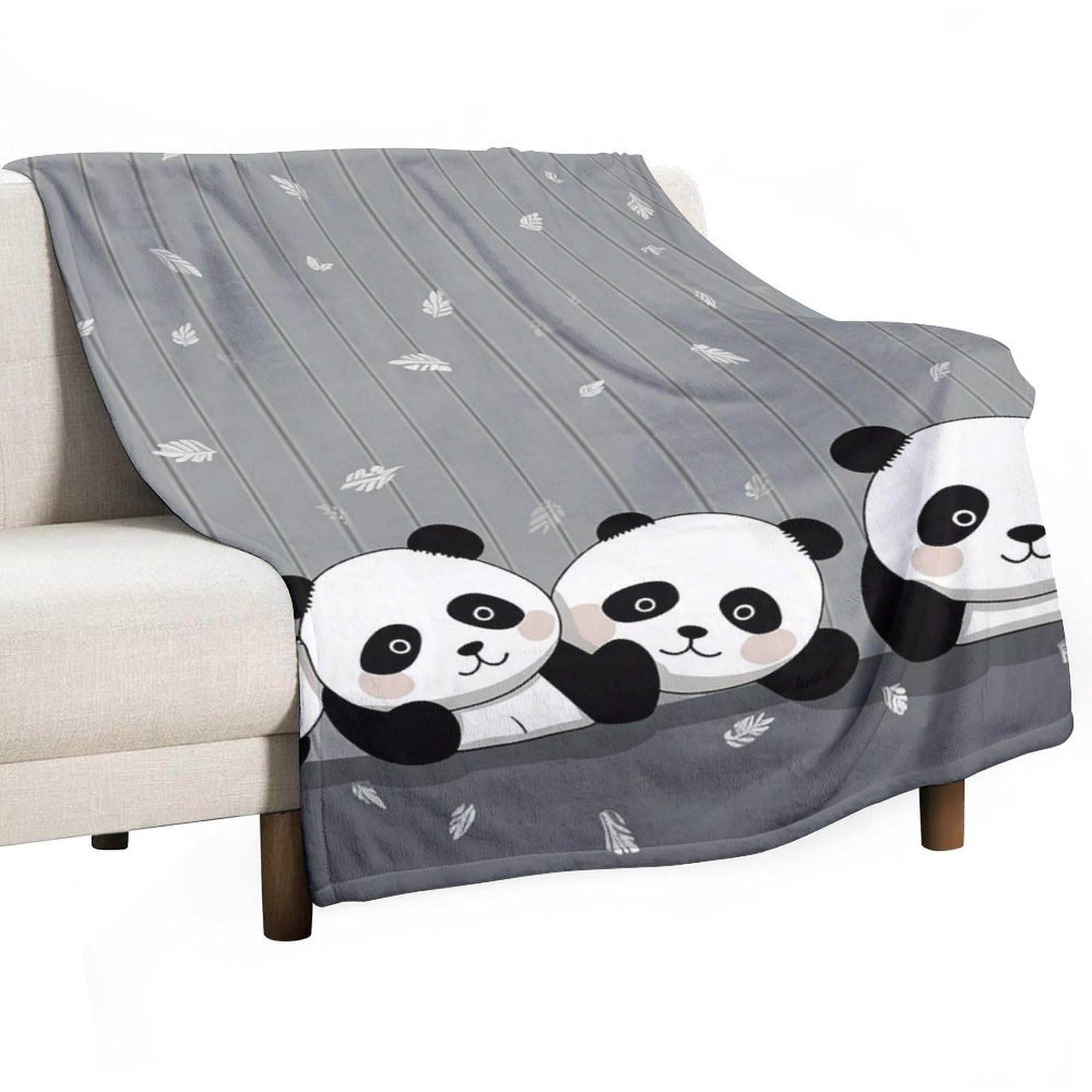 Couverture polaire panda contre le froid plaid léger lavable lit canapé