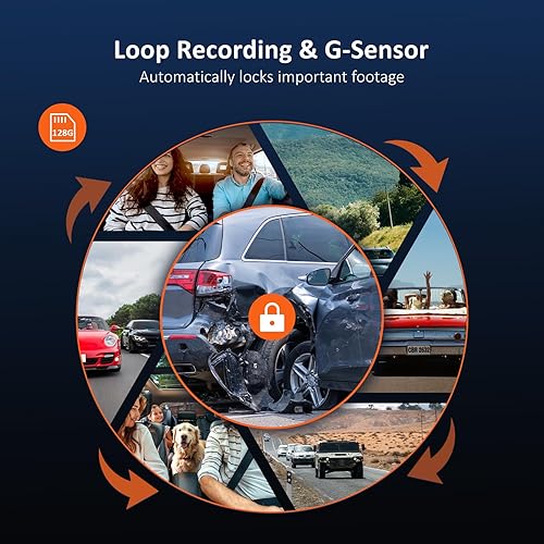 Miniatura 9 de NexiGo Cámara de tablero de 3 canales con cámara giratoria interiorfrontal, sensores Sony, delantera y trasera con cabina, 4K2K-1440P+1080P+1080P,