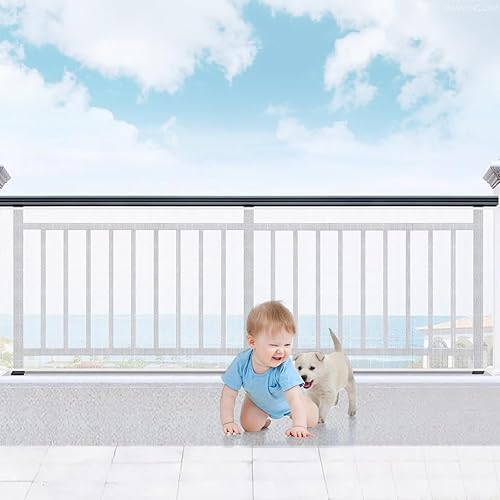 Protector de barandilla para bebé, red de seguridad de balcón de 15 x 3 pies para niños, red de seguridad de escalera para niños, fundas de
