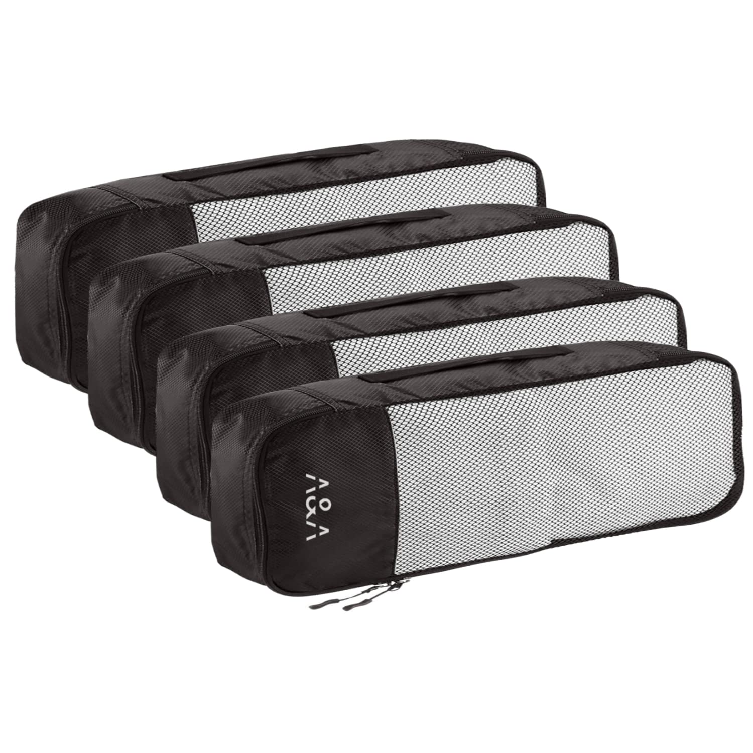 AARON INC Packing Cubes/Travel Pouch/Bagpack Suitcase Organiser Set of 4 - Slim Size - Black Polyester-image-24