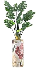 SIGNWIN Monstera Tree with Yellow and Pink Illustrated Magnolia Flower Vase Floral Plants Minimalism Zen Dramatic Multicolor Ultra for Living Room, Bedroom, Office - X-Large 5 Feet (60