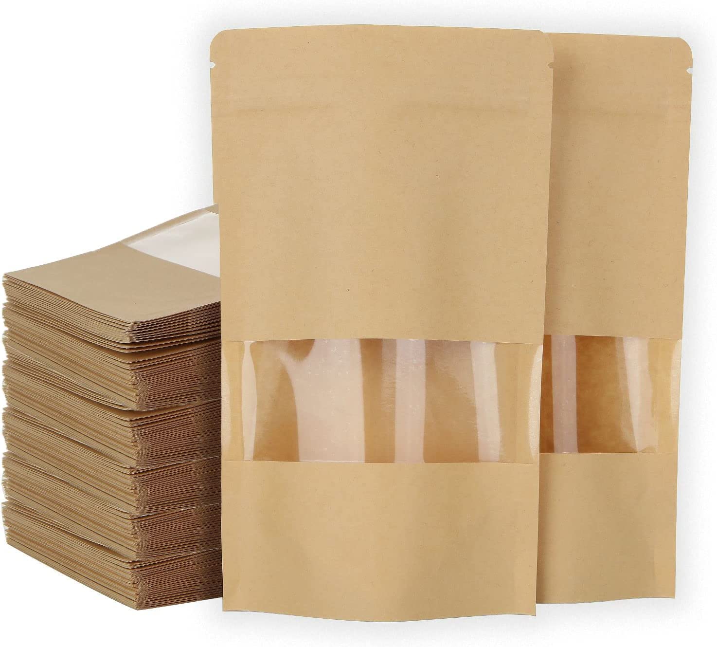 SENENQU 200 Pezzi 16x22cm Sacchetti Alimenti Richiudibili | Carta Medi, per Confetti, Sacchetto Pane, Regalo, Buste Carta Alimenti, Sacchetti Confetti, Richiudibili Alimentari