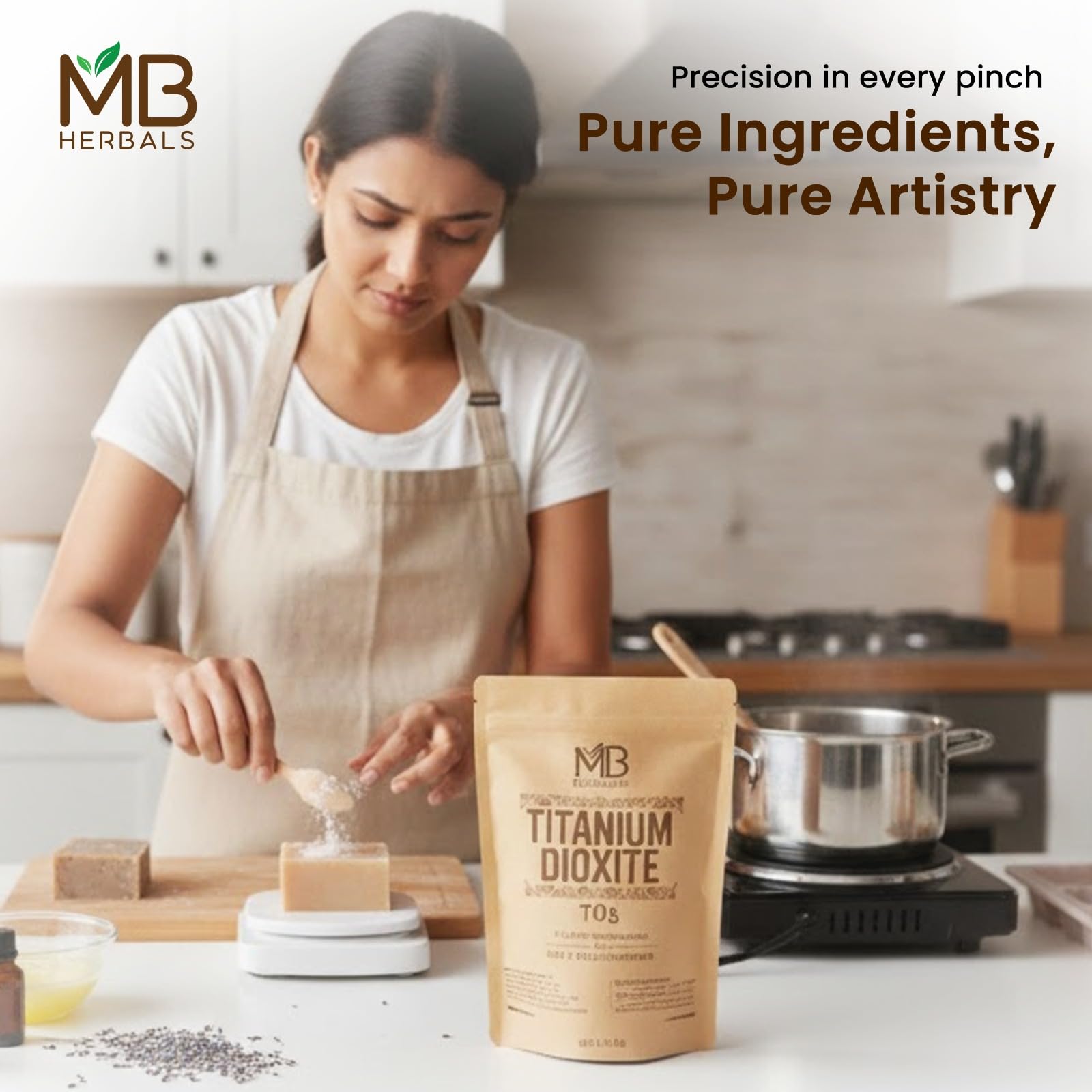 MB Herbals Titanium Dioxide Powder 227G – High Purity White Pigment for Resin Art, Soap Making, Paint, DIY Crafts, Cosmetic Formulations & Industrial Use – Resealable Packaging 2