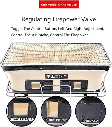 Miniatura 5 de Rectangular Japanese Yakatori Charcoal Ceramic Clay Grill BBQ Charcoal Stove Hibachi Cooker Grill with Grate, Stand And Food Tong for Outdoor