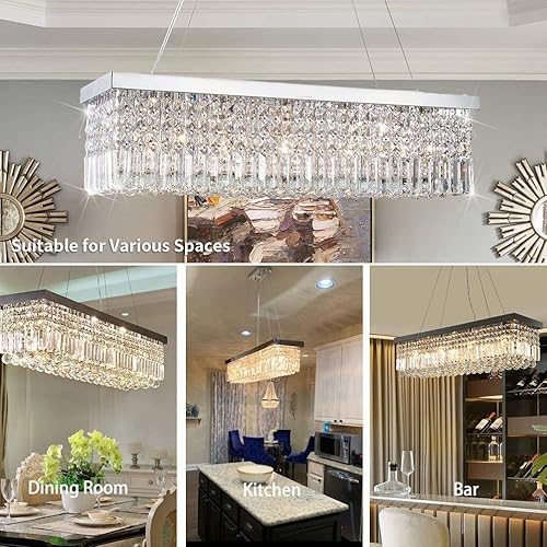 Miniatura 6 de Candelabro moderno de vidrio de gotas para iluminación de techo de Ella Fashion hermosa lámpara de techo con brazos Rectangle Chandeliers 4000watts