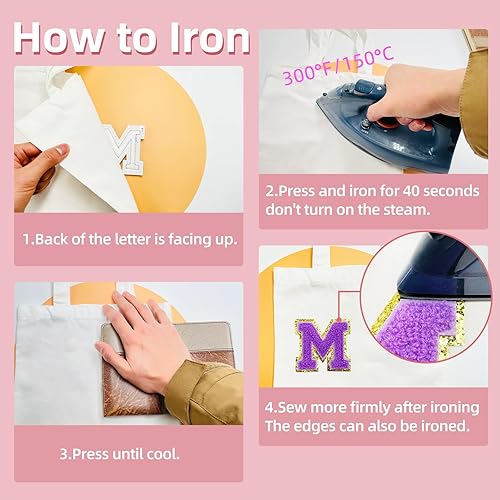 Miniatura 166 de Jongdari Letras termo-adhesivas para ropa, parche de letras de felpilla con brillantina del alfabeto, apliques para coser con adhesivo planchado, 8