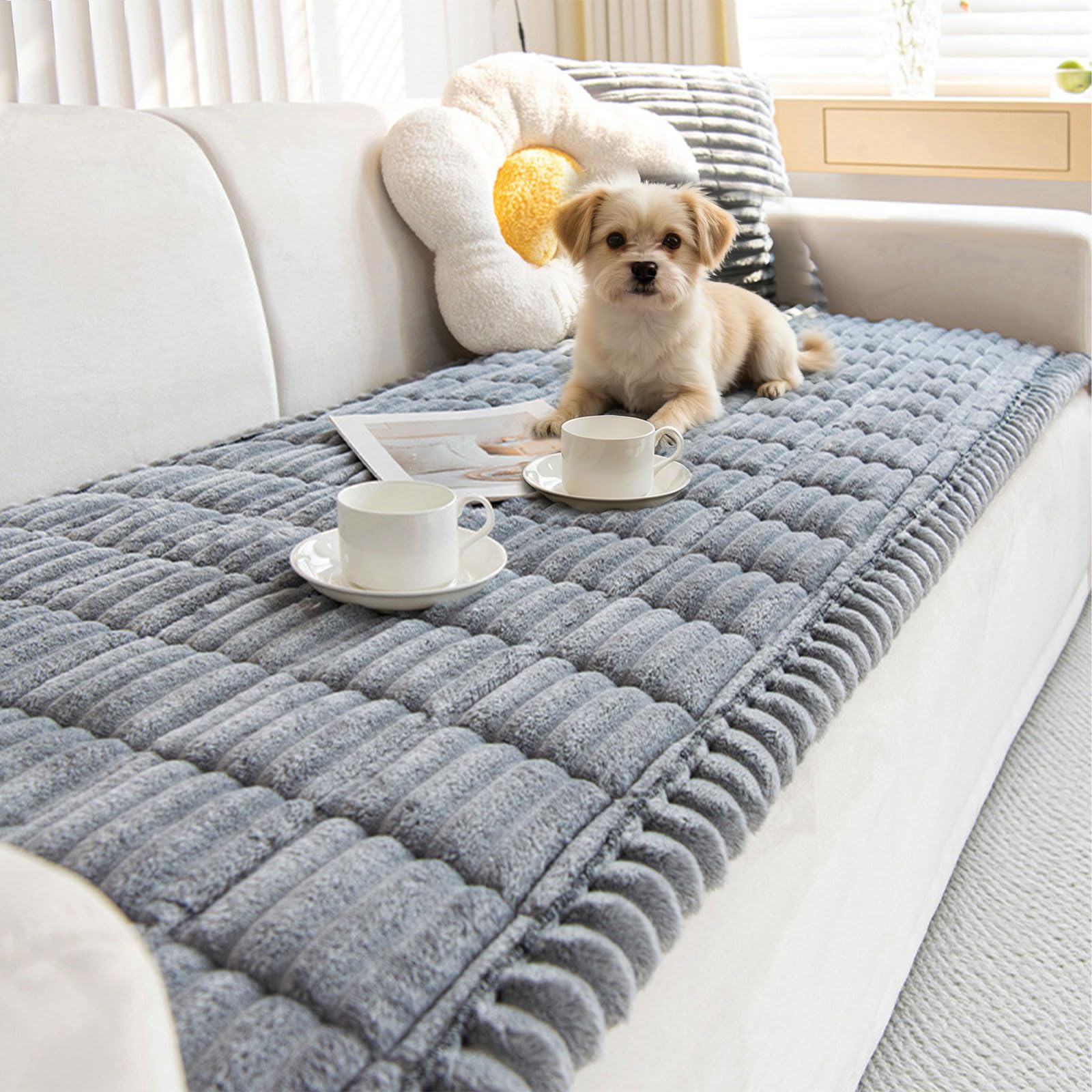 New Thick Sofa Covers Washable,Soft Corduroy Sofa Cover 2 3 4 Seater Pet Couch Cover Non-Slip Sofa Slipcovers, Sofa Cushion Covers Furniture Protector for Living Room (Light gray, 70*180cm)