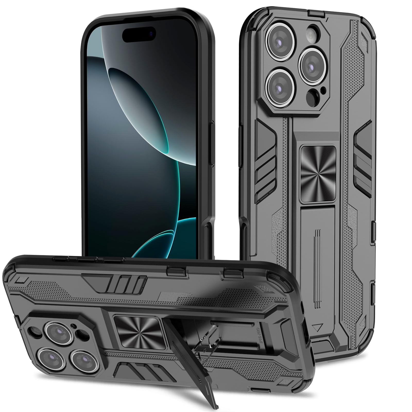 Funda para Samsung Galaxy A13 4G con Cristal Templado Protector Pantalla, Carcasa Antigolpes con Soporte anular metálico, Case Protectora de Grado Militar, Negro — view 191