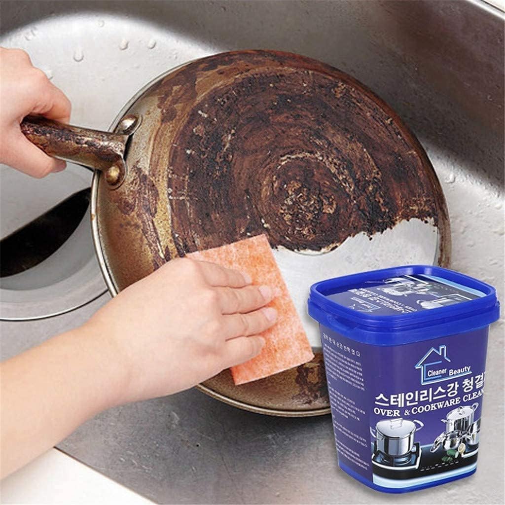 Cookware Cleaner Stainless Steel Cleaning Paste for Burnt Utensils, Pots & Pans Grease & Stain Remover, Restores Shine Multi-Purpose Cleaner Dirt Remove Household Cleaning Detergent Powder 450gm-image-0