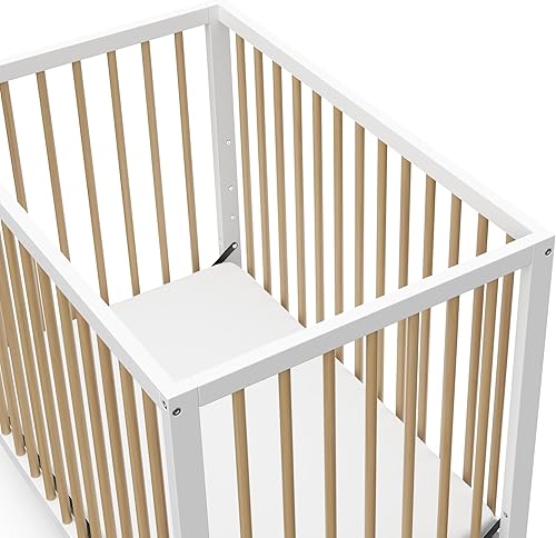 Miniatura 3 de Graco Teddi - Mini cuna convertible 4 en 1 con colchón resistente al agua (blanco con madera flotante), certificado GREENGUARD Gold, colchón de 2.75