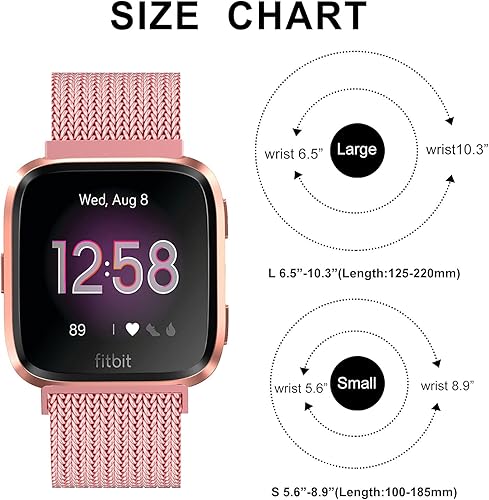 Miniatura 5 de Meikeio - Extensibles metálicos de repuesto compatibles con Fitbit VersaVersa LiteVersa 2, correas de acero inoxidable