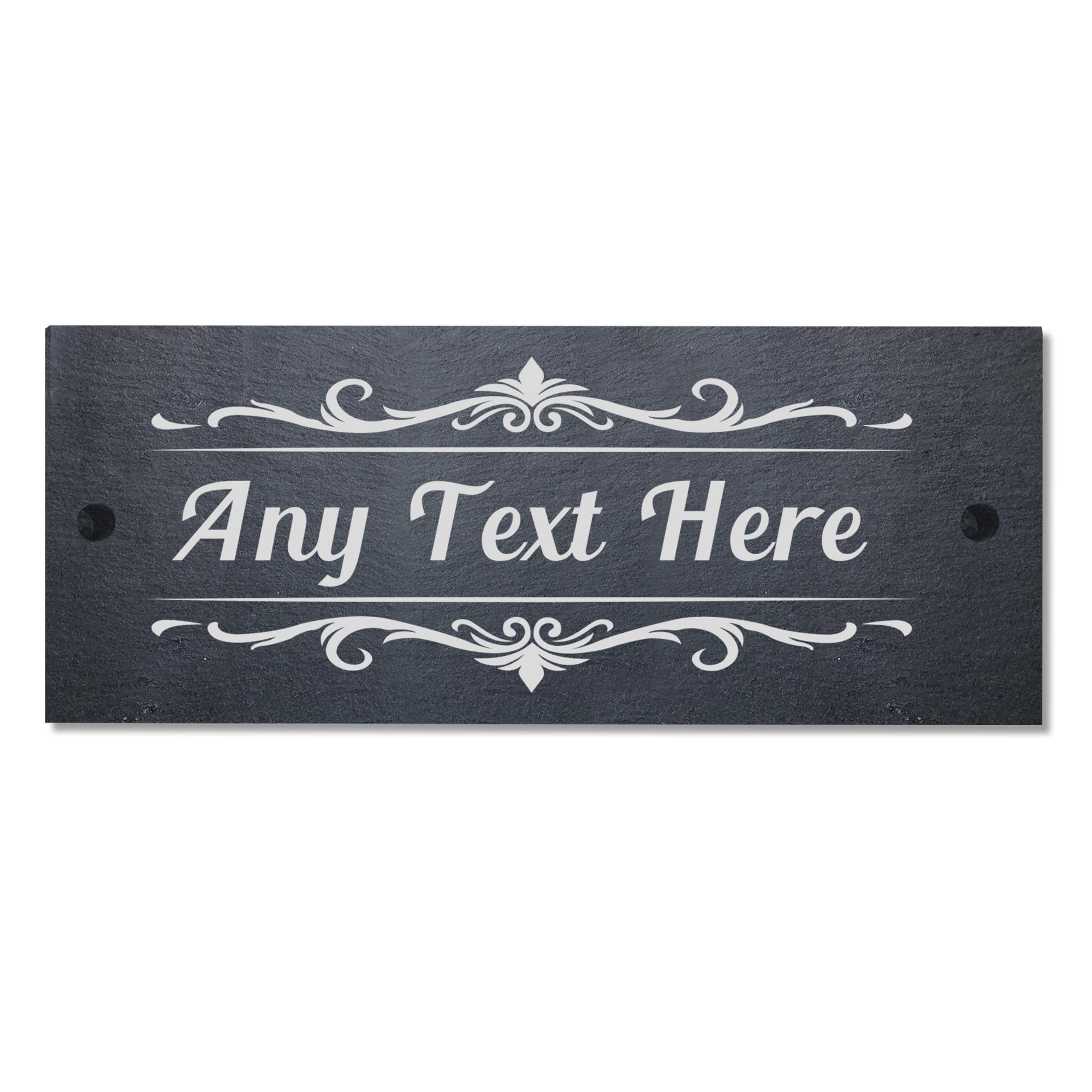 Slate House Signs Personalised Plaques Engraved Slate House Sign Outdoor Decoration Personalised Signs for Outside Welcome Sign with Wall Fixings 25x10cm (Design 6)