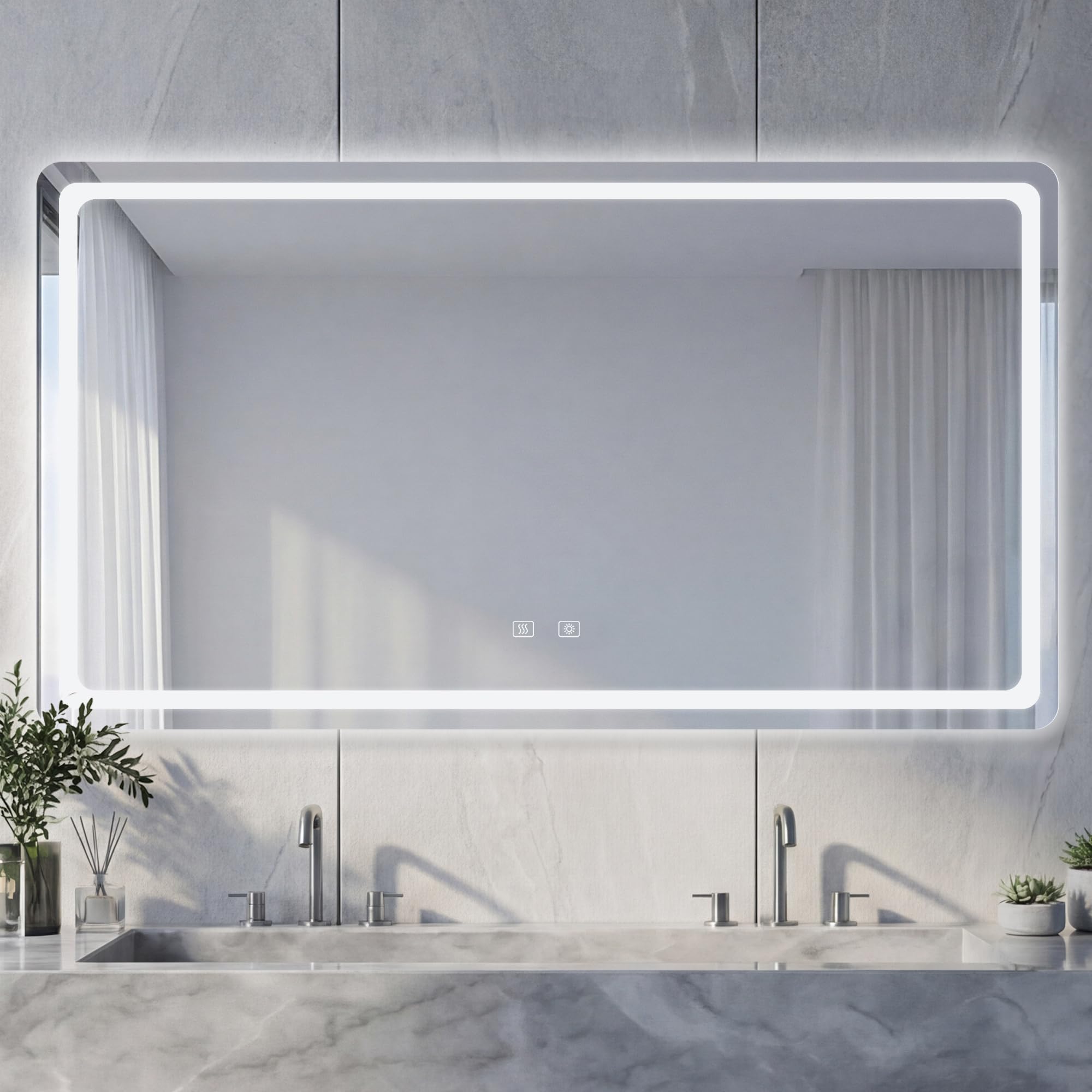 Specchio bagno LED Antiappannamento Dimmerabile 10%-100% 3 Temperature Colore 3000K-6500K Touch con Memoria HD Specchio Bagno con Luce LED IP44 IP65 Impermeabile 120x70cm