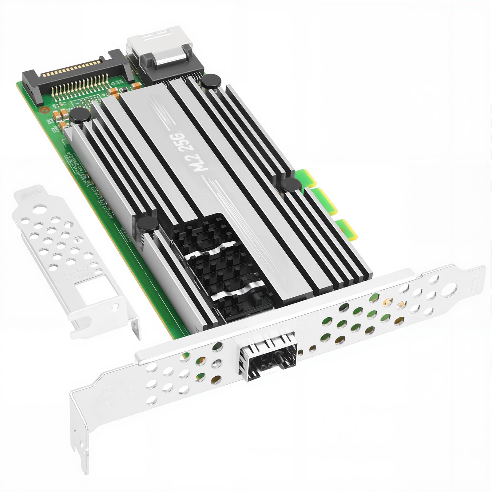 M.2 to 25Gb NIC, for Mellanox ConnectX4 Chip, 1*SFP28 Port, M.2+M Key+SFF 8087, with 0.35m(1.1ft) Connection Cable, 25/10 / 1 Gbps, Support Windows Server/Windows/Ubuntu/Linux