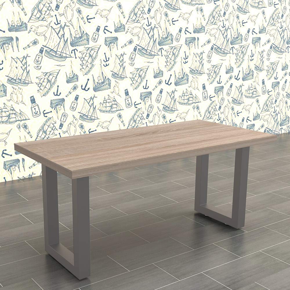 Mucola 2× Tischkufen 60x72 cm aus Stahl – Tischgestell Grau – modernes Tischuntergestell aus Vierkantprofilen inkl. Bodenschoner – stabile Tischbeine für Esstisch, Schreibtisch & Werkbank